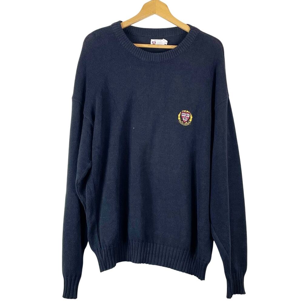 Vintage Harvard Cooperative Society Men's Blue Knit Sweater Collegiate Cotton L